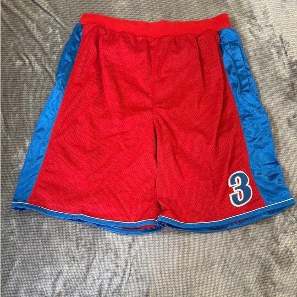 Delf Mens Mesh Basketball Shorts Red Blue Number 3 Athletic 2XL NWT 36X10
